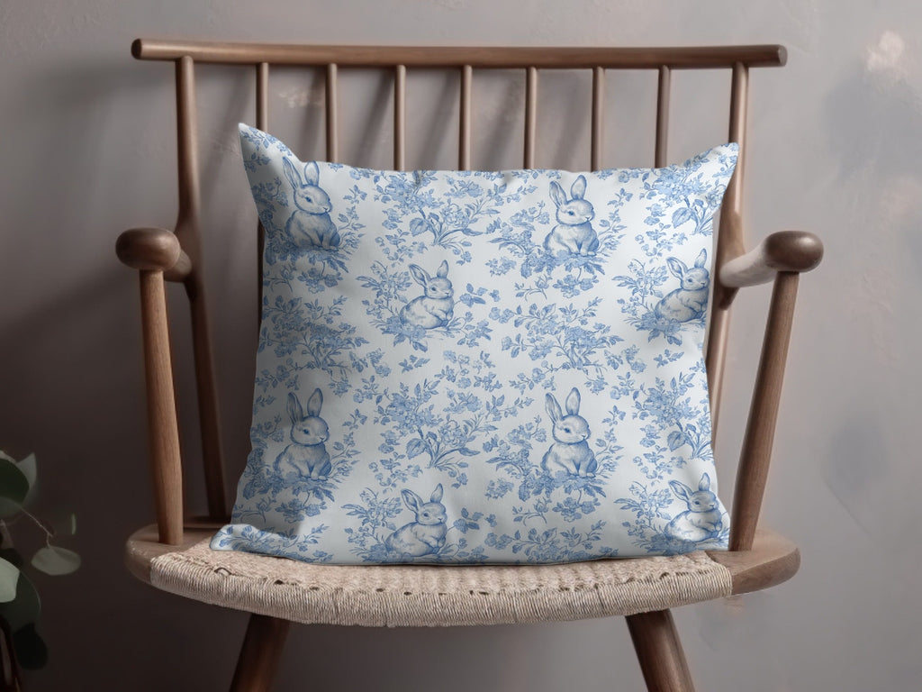 Light Blue and White Baby Boy Blue Floral Bunny Seamless Pattern for Spring Decor - Moore and Mountain