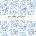 Light Blue and White Baby Boy Blue Floral Bunny Seamless Pattern for Spring Decor - Moore and Mountain
