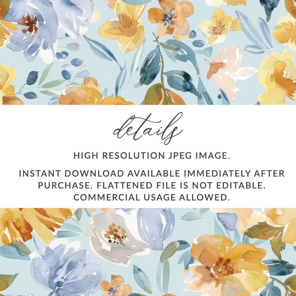 Light Blue and Yellow Acrylic Floral Spring Pattern Seamless - Moore and Mountain
