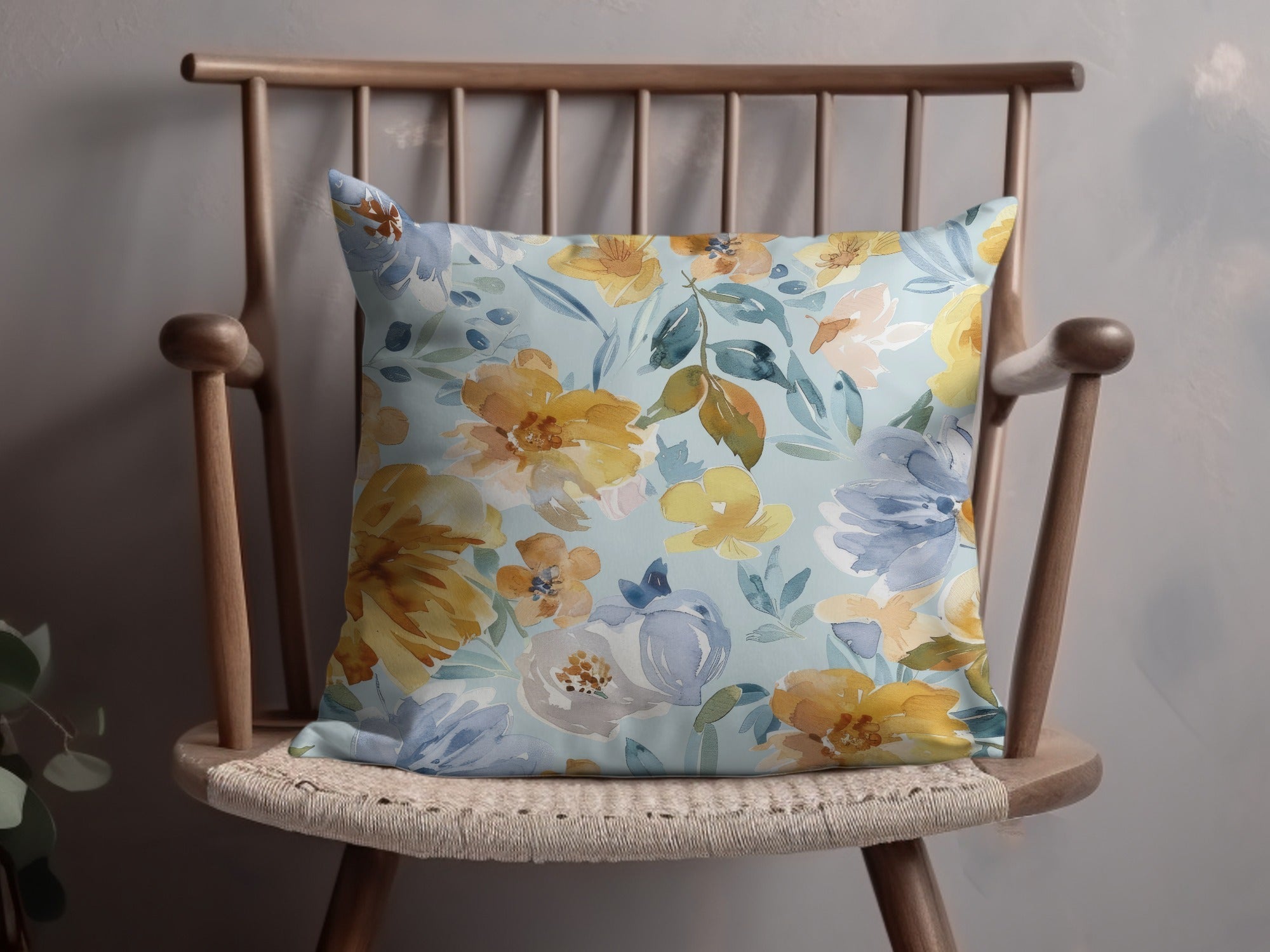 Light Blue and Yellow Acrylic Floral Spring Pattern Seamless - Moore and Mountain