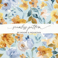 Light Blue and Yellow Acrylic Floral Spring Pattern Seamless - Moore and Mountain
