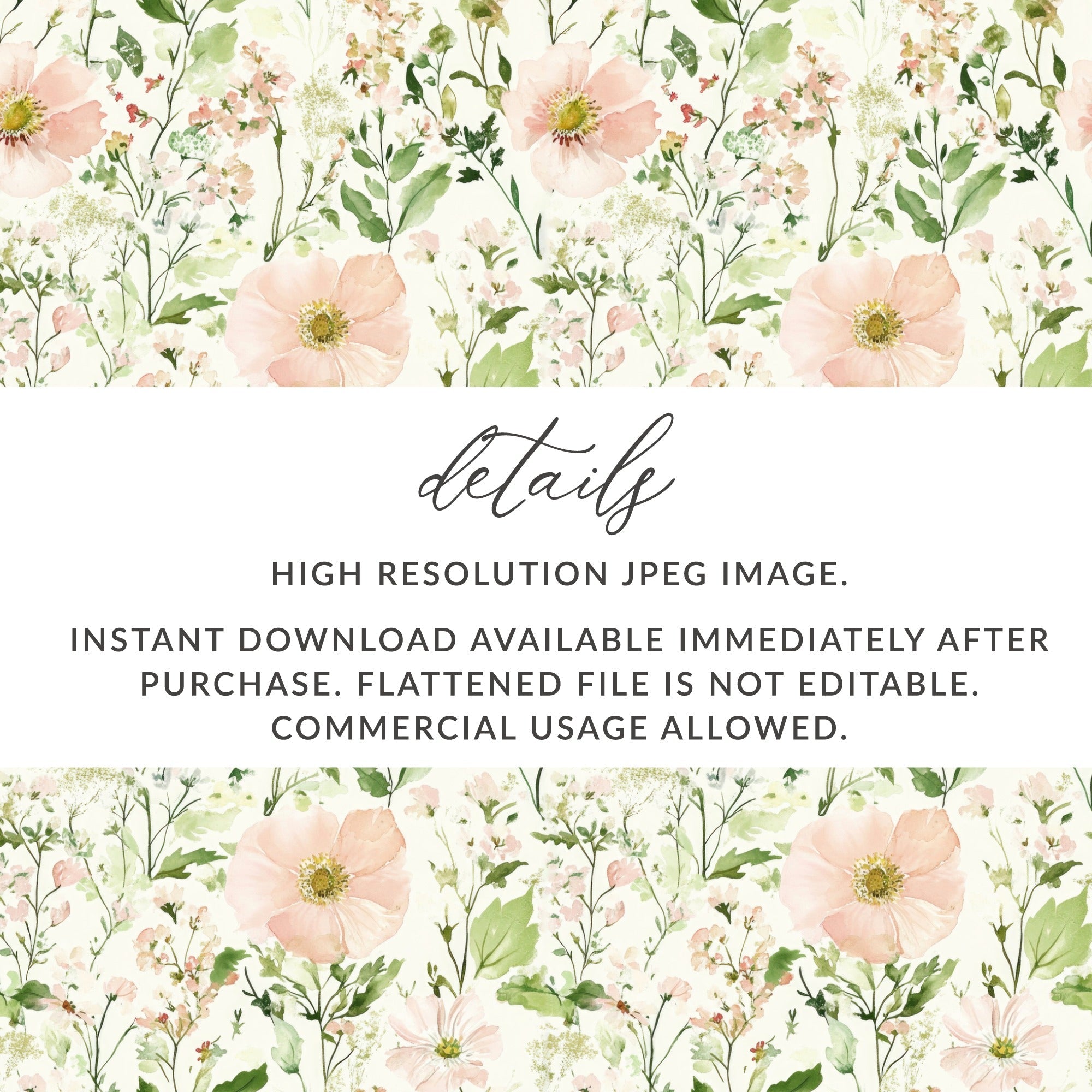 Light Blush Background Floral Pattern with Soft Pastel Pink Flowers and Leaves Digital - Moore and Mountain