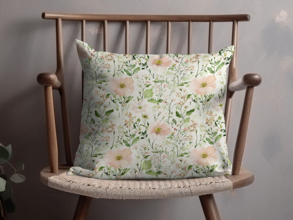 Light Blush Background Floral Pattern with Soft Pastel Pink Flowers and Leaves Digital - Moore and Mountain