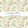 Light Blush Background Floral Pattern with Soft Pastel Pink Flowers and Leaves Digital - Moore and Mountain