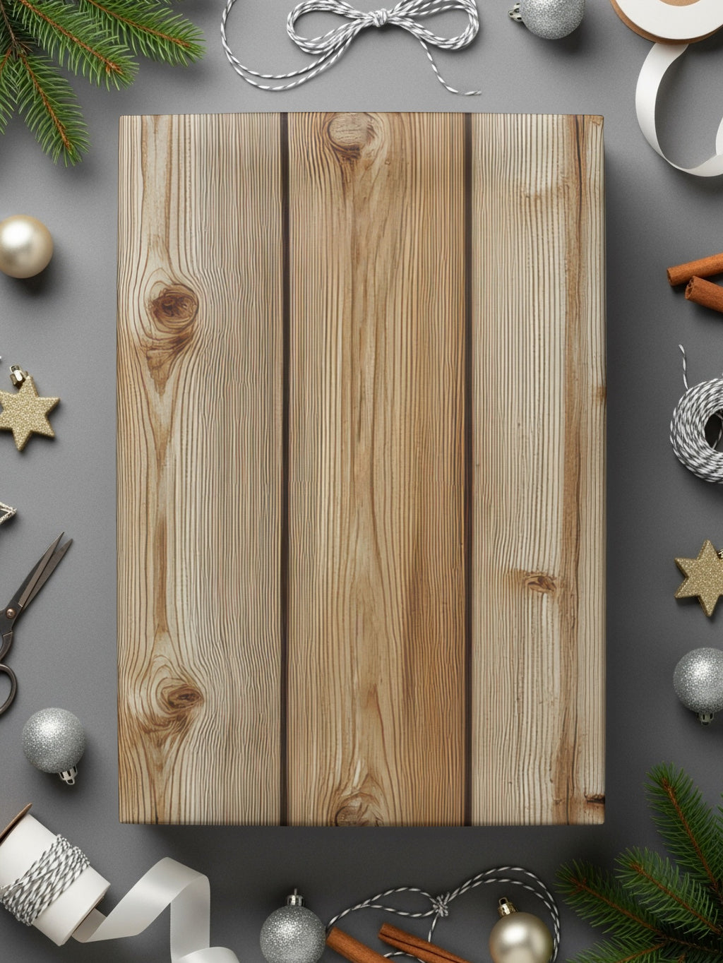 Rustic Wooden Pattern Christmas Gift Wrapping Paper