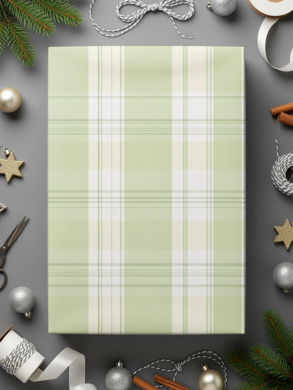 Elegant Green Plaid Gift Wrapping Paper Holiday Decor