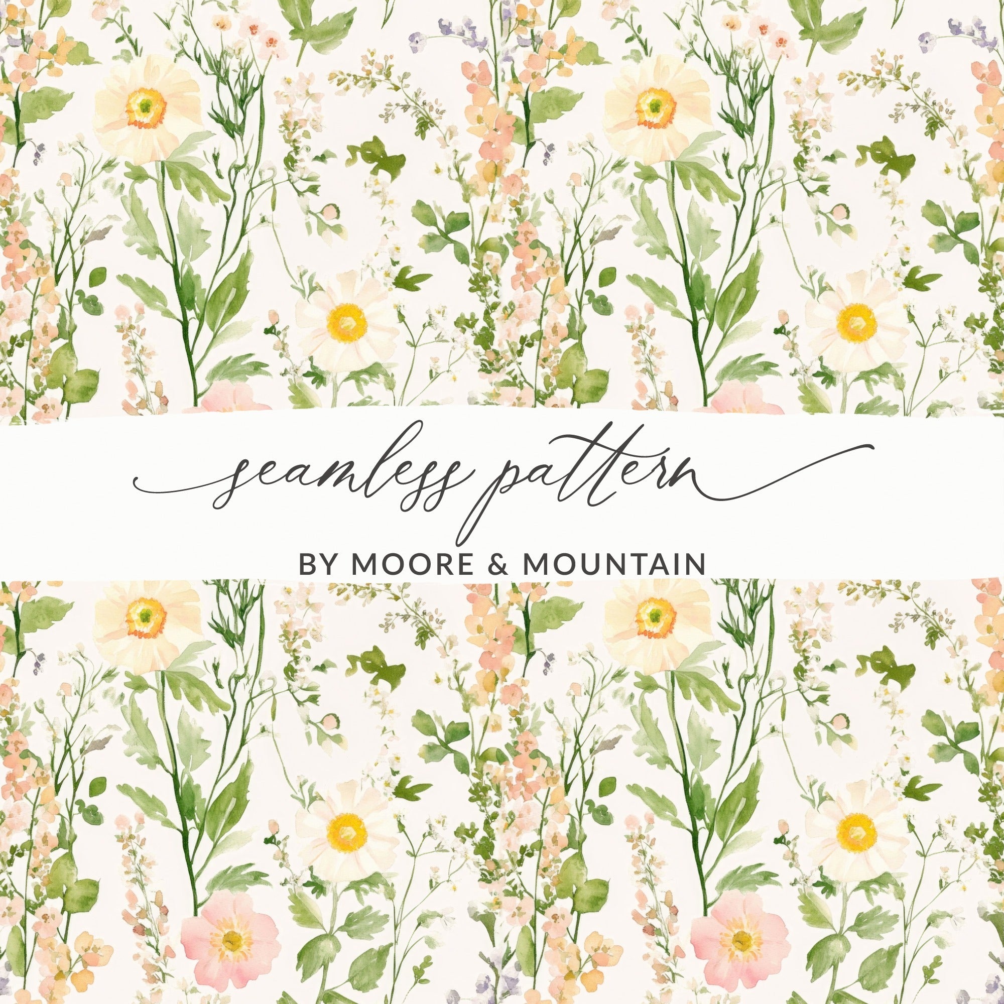 Light Pastel Wildflower Seamless Floral Watercolor Pattern Seamless for Fabric Design - Moore and Mountain