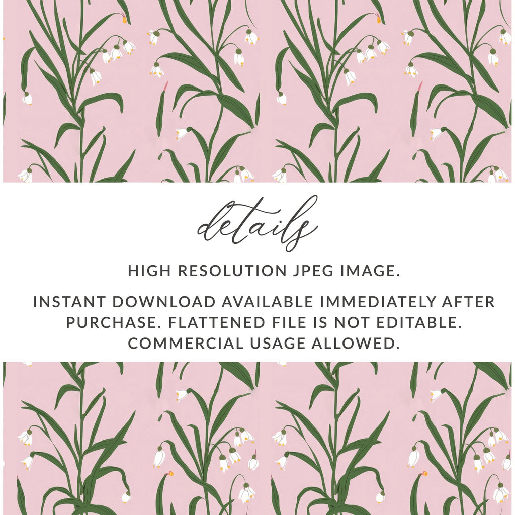 Snowdrop Flower T-Shirt, Digital Paper, Pink Floral Pattern, Botanical Print, Seamless Fabric Design, Spring Flowers Pattern, Floral Design - Moore and Mountain