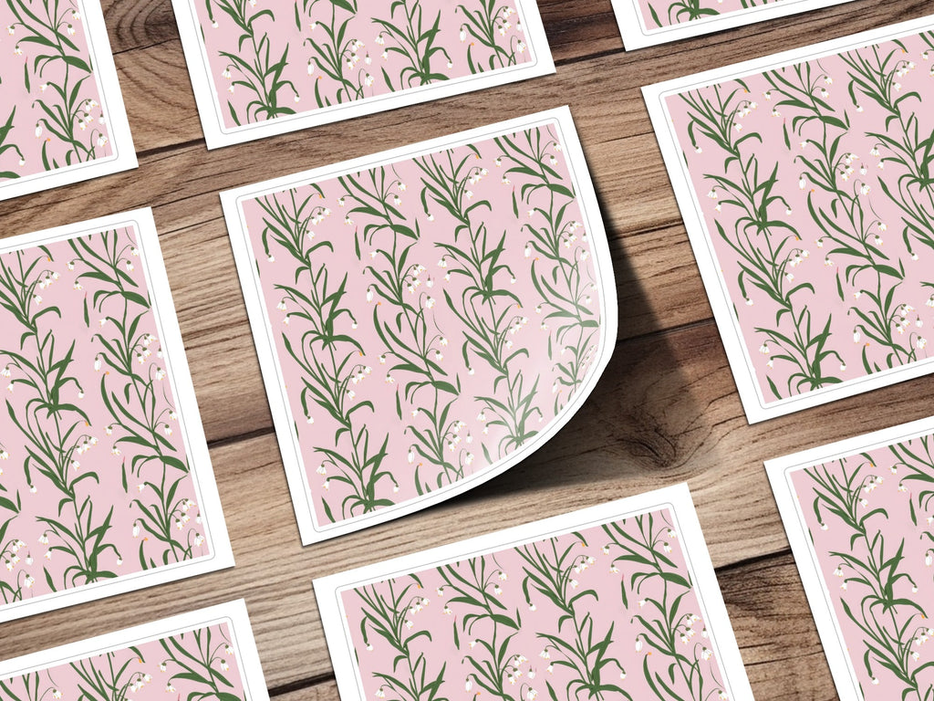 Snowdrop Flower T-Shirt, Digital Paper, Pink Floral Pattern, Botanical Print, Seamless Fabric Design, Spring Flowers Pattern, Floral Design - Moore and Mountain