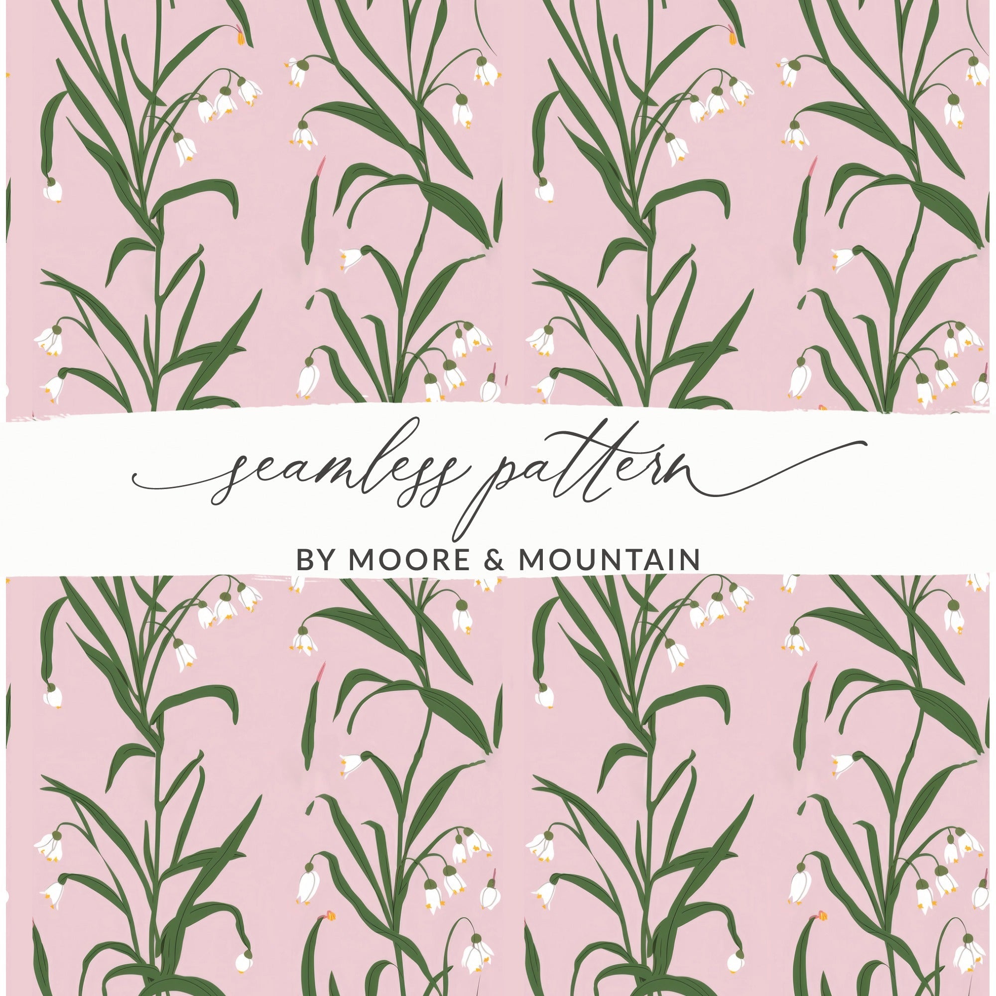 Snowdrop Flower T-Shirt, Digital Paper, Pink Floral Pattern, Botanical Print, Seamless Fabric Design, Spring Flowers Pattern, Floral Design - Moore and Mountain