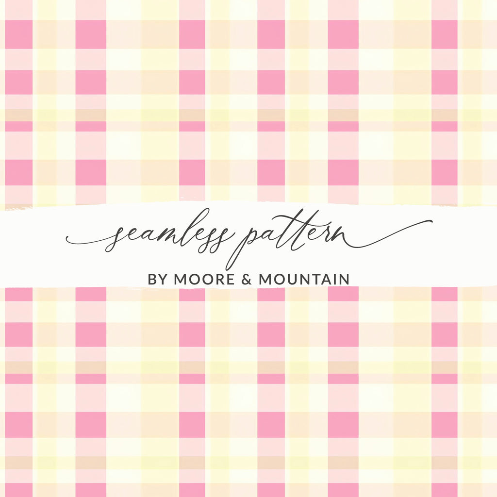 Pink and Yellow Plaid Seamless Pattern Design