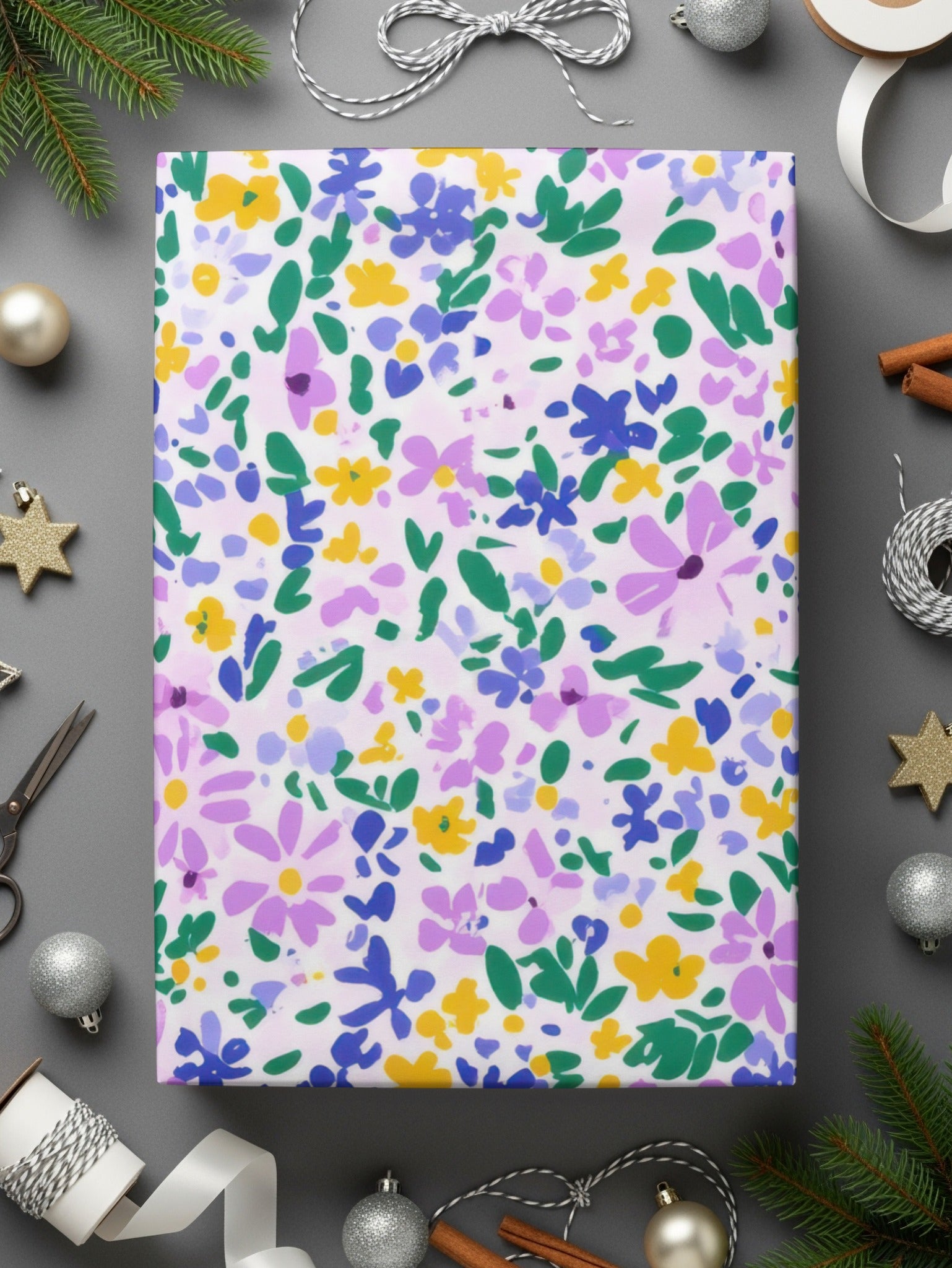Colorful Floral Pattern Gift Wrap Paper Product