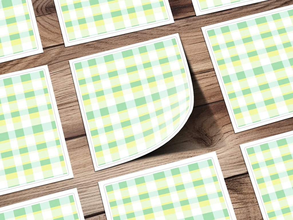 Pastel Green Yellow Checkered Design Art Print
