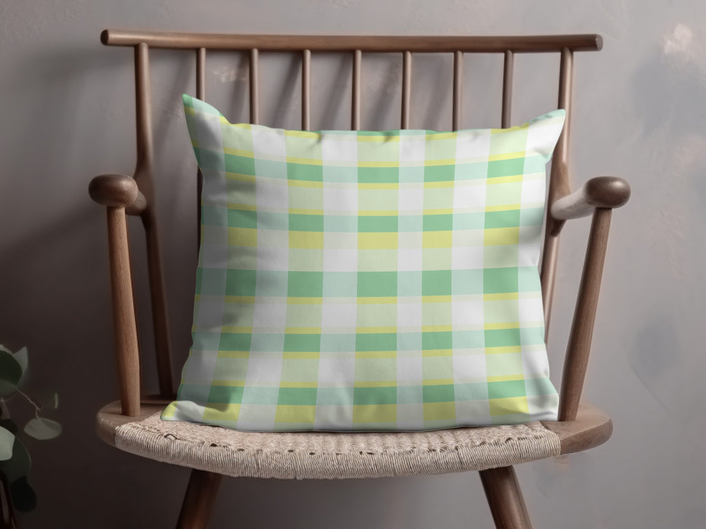 Stylish Green Gingham Pattern Decorative Pillow Product