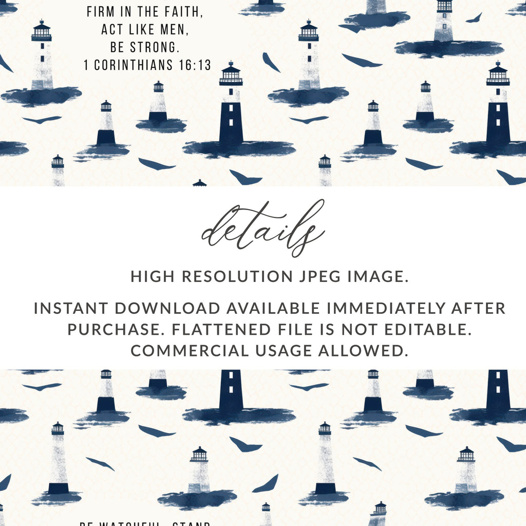 Blue Nautical Lighthouse Themed Digital Download Poster