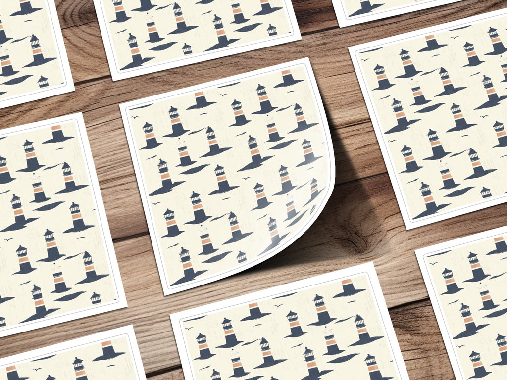 Lighthouse Seamless Digital Pattern, Nautical Theme, Coastal Design, Printable Paper, Fabric Design, 2 JPEG files, Ocean Art, Digital - Moore and Mountain