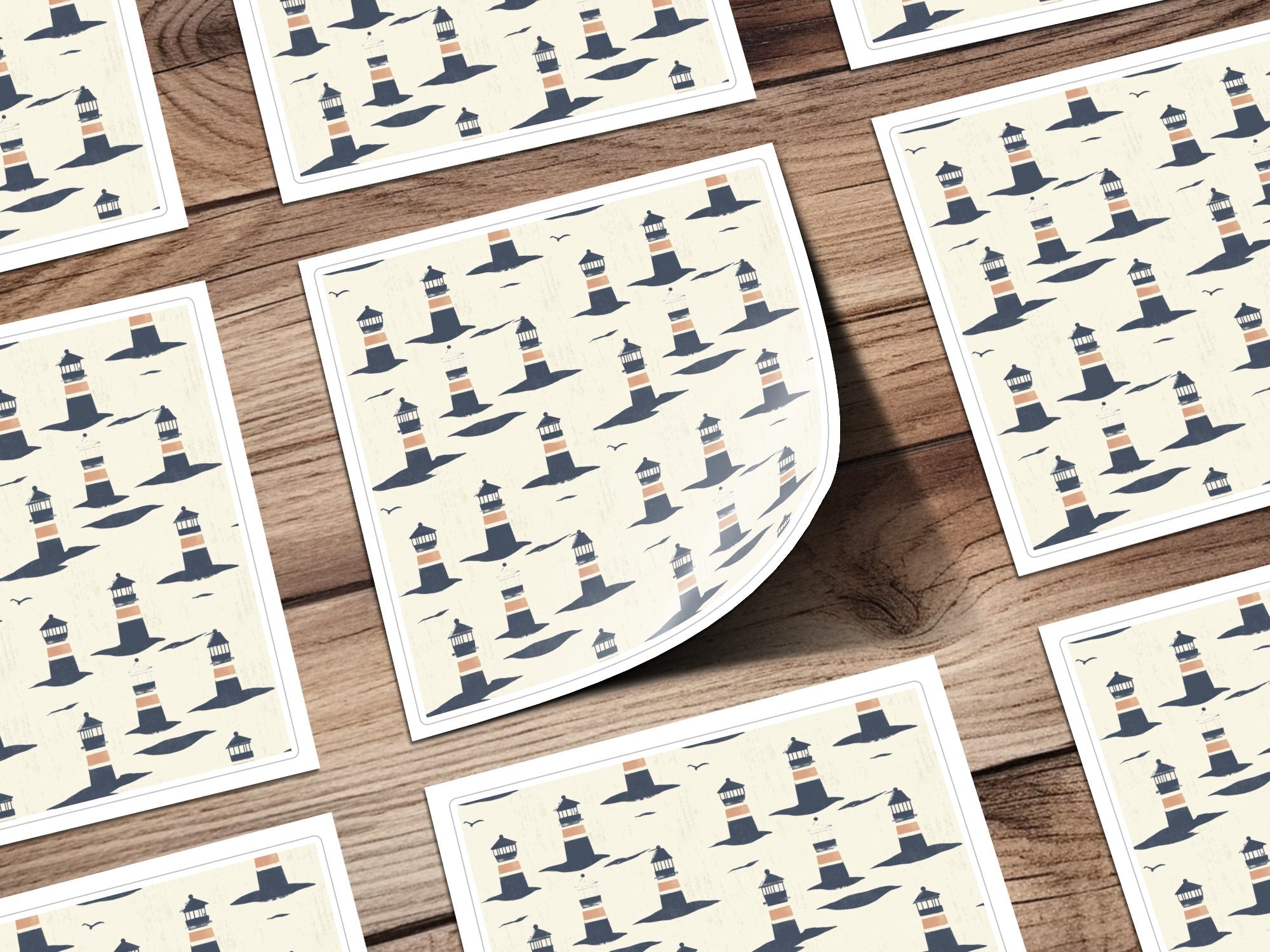 Lighthouse Seamless Digital Pattern, Nautical Theme, Coastal Design, Printable Paper, Fabric Design, 2 JPEG files, Ocean Art, Digital - Moore and Mountain