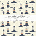 Lighthouse Seamless Digital Pattern, Nautical Theme, Coastal Design, Printable Paper, Fabric Design, 2 JPEG files, Ocean Art, Digital - Moore and Mountain