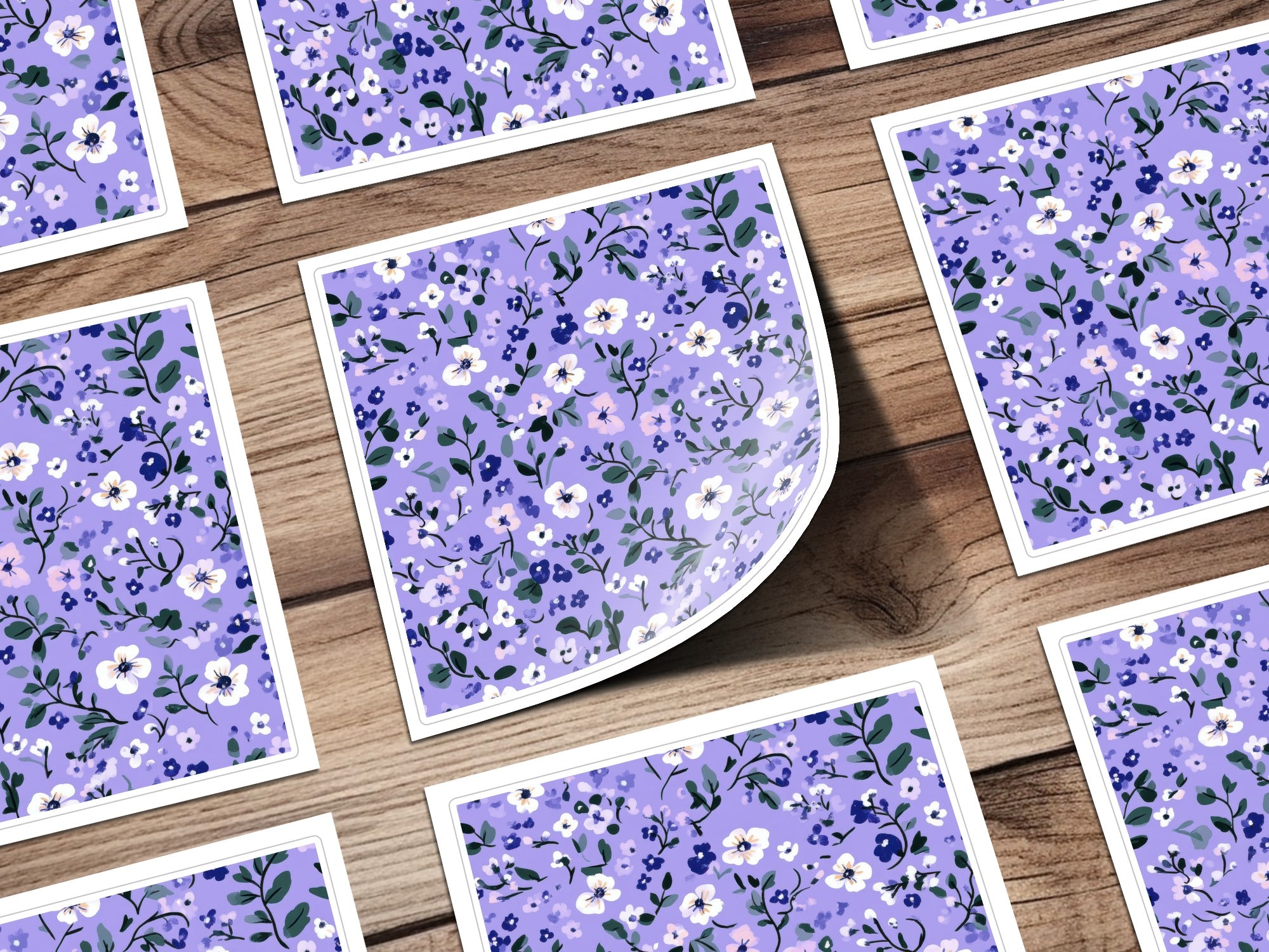 Lavender Floral Pattern Design Print Sticker Sheets