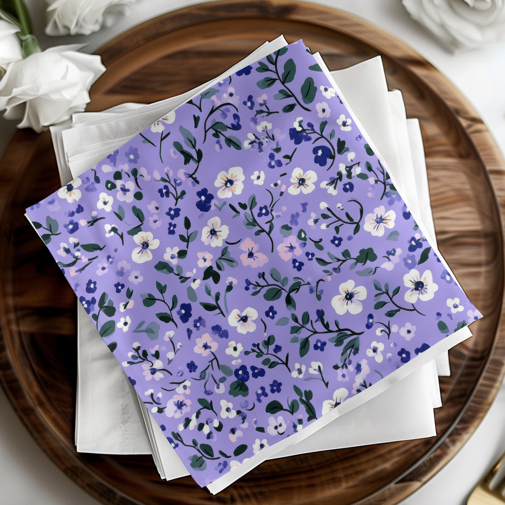 Purple Floral Design Napkin Perfect for Spring Events
