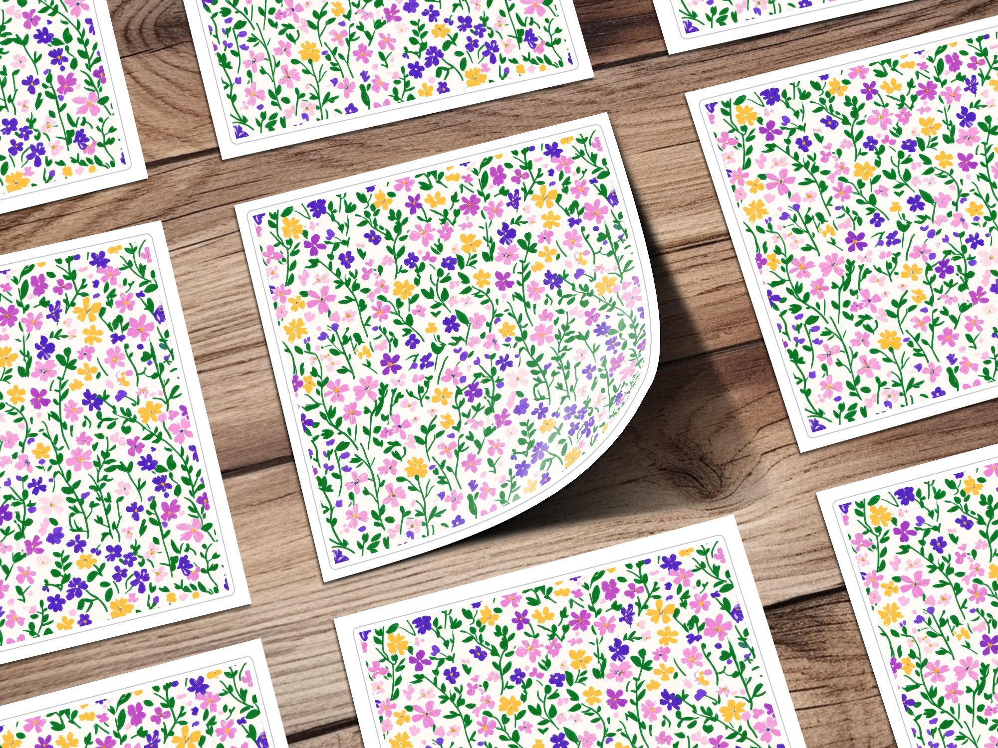 Vivid Floral Pattern Square Stickers Sticker Sheets