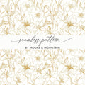 Lily Floral Pattern Digital Paper, Seamless Flower Design, Gold Line Art Pattern, Scrapbooking Pattern, Fabric Design, Digital Download - Moore and Mountain