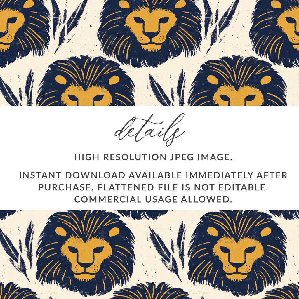 Lion Seamless Pattern Digital Paper, Animal Print Backgrounds, Nursery Decor, Scrapbooking Paper, Fabric Design, Digital Download - Moore and Mountain