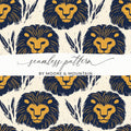 Lion Seamless Pattern Digital Paper, Animal Print Backgrounds, Nursery Decor, Scrapbooking Paper, Fabric Design, Digital Download - Moore and Mountain