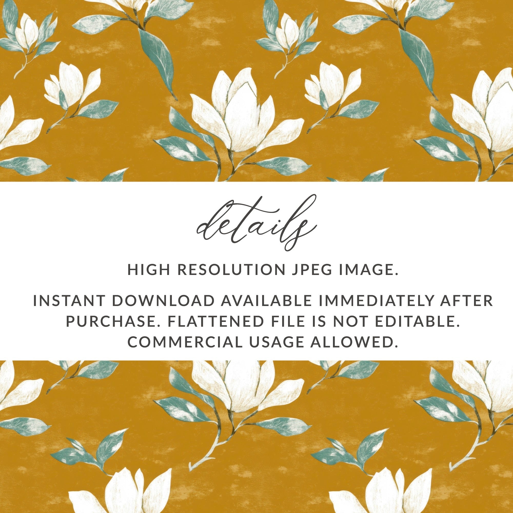 Magnolia Flower Seamless Pattern Arrangement Elegant Repeat Pattern Digital - Moore and Mountain