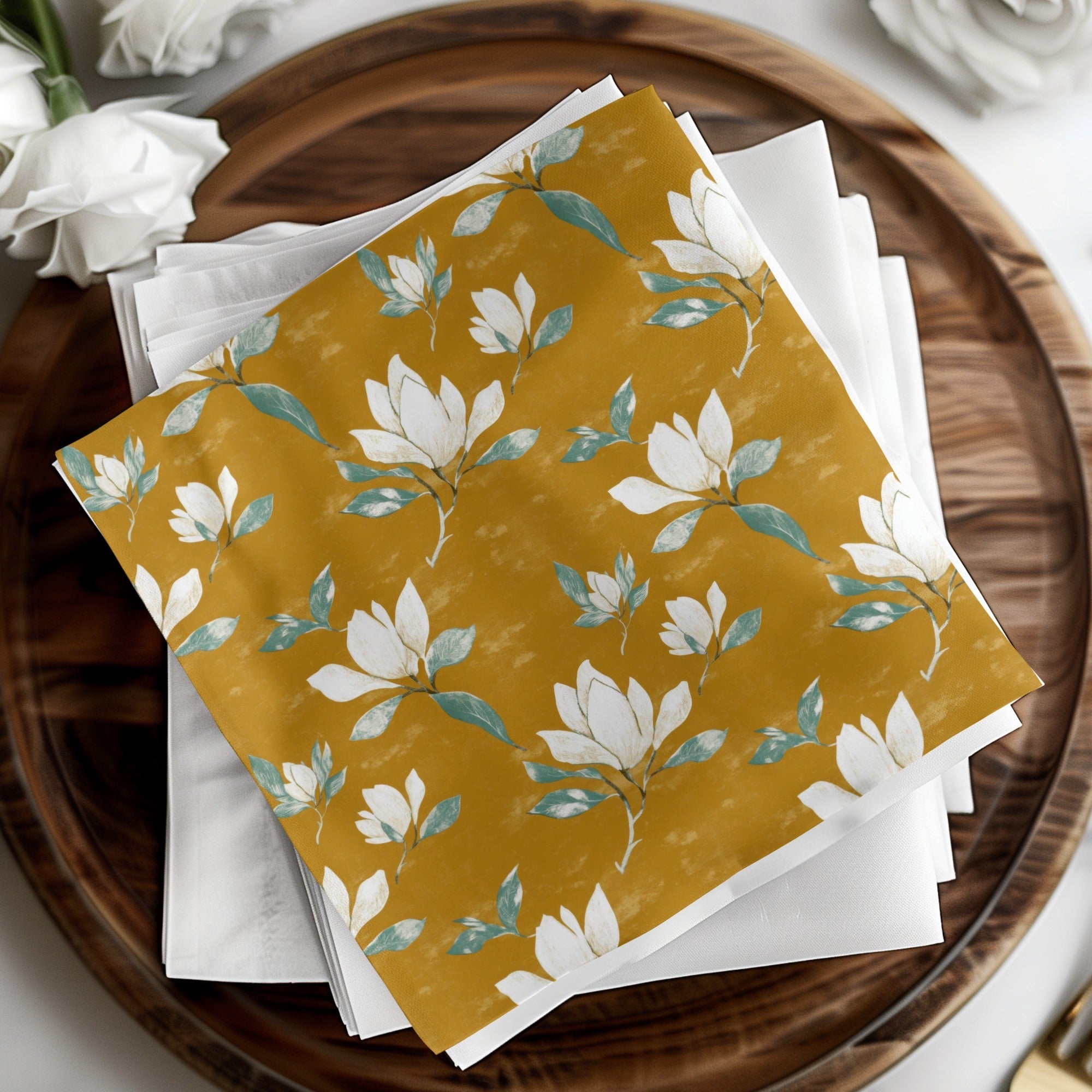 Magnolia Flower Seamless Pattern Arrangement Elegant Repeat Pattern Digital - Moore and Mountain