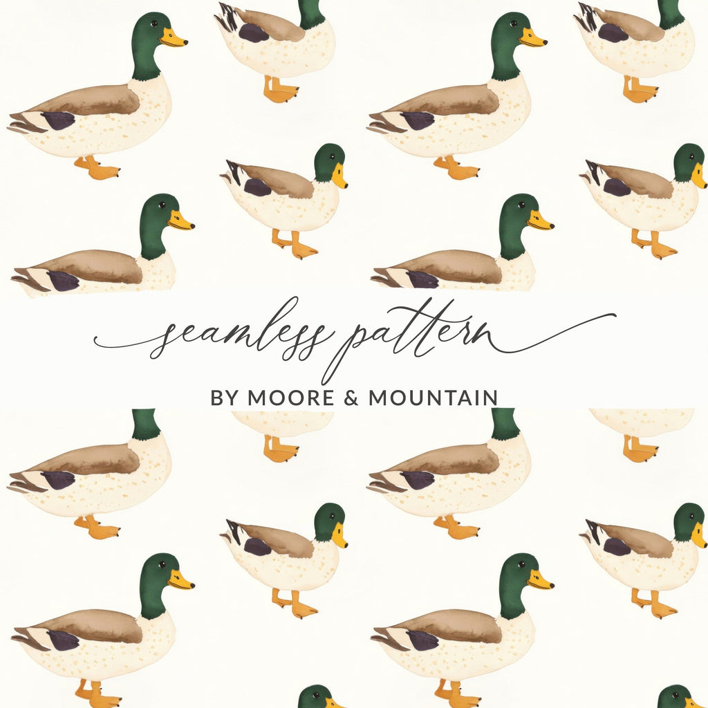 Mallard Duck Seamless Pattern, Charming Duck Pattern Artistic Design Seamless Repeat Digital - Moore and Mountain