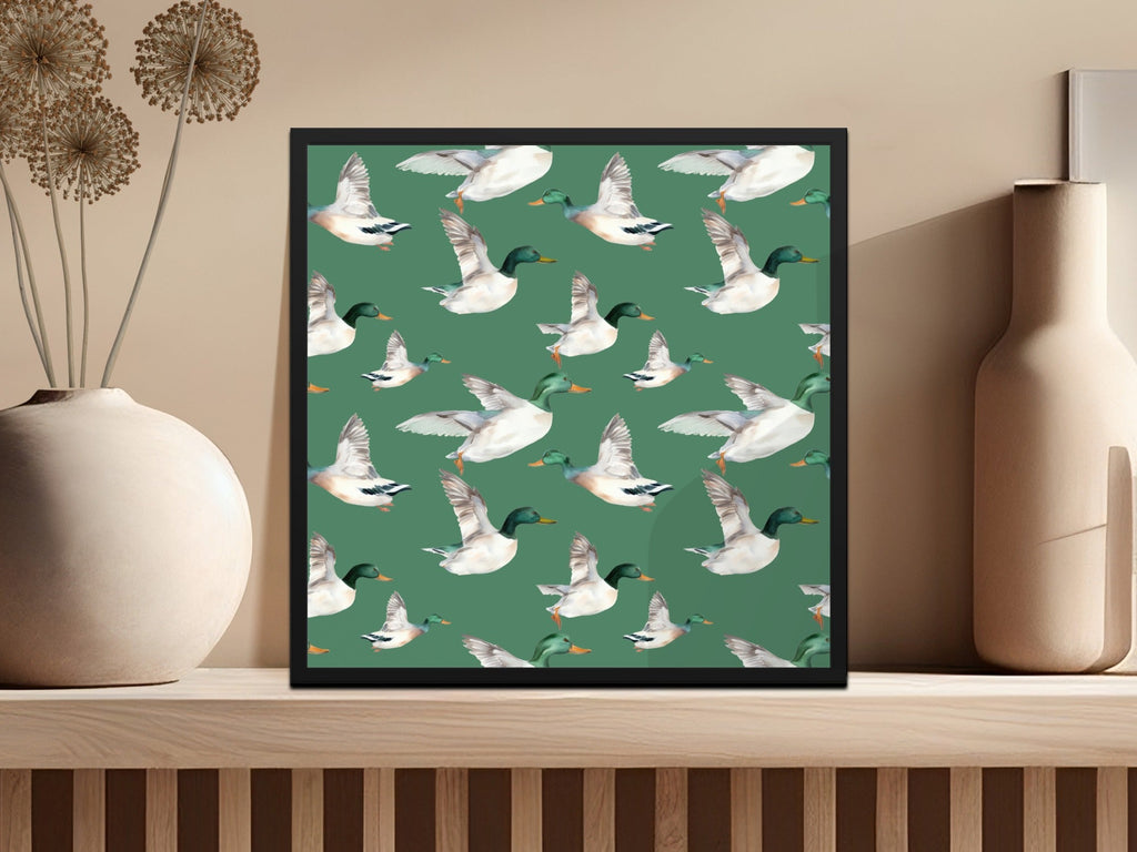 Mallard Ducks Pattern Digital Paper, Flying Ducks Seamless Repeat, Watercolor Ducks Clipart, Farmhouse Animal Print, Scrapbook Paper - Moore and Mountain