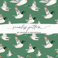 Mallard Ducks Pattern Digital Paper, Flying Ducks Seamless Repeat, Watercolor Ducks Clipart, Farmhouse Animal Print, Scrapbook Paper - Moore and Mountain