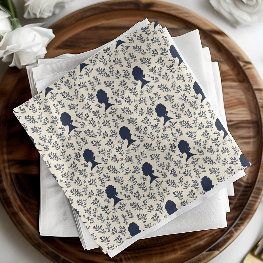 Marie Antoinette Digital Paper, Floral Silhouette Pattern, Seamless JPEG for Crafts, Scrapbooking, Printable Fabric, Digital Download - Moore and Mountain