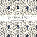 Marie Antoinette Digital Paper, Floral Silhouette Pattern, Seamless JPEG for Crafts, Scrapbooking, Printable Fabric, Digital Download - Moore and Mountain