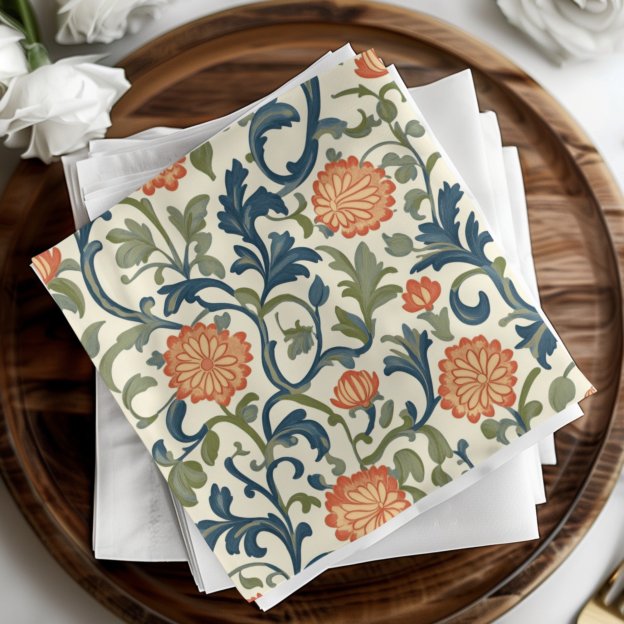 Marigold William Morris Seamless Orange Floral Pattern Dark Colors Digital - Moore and Mountain