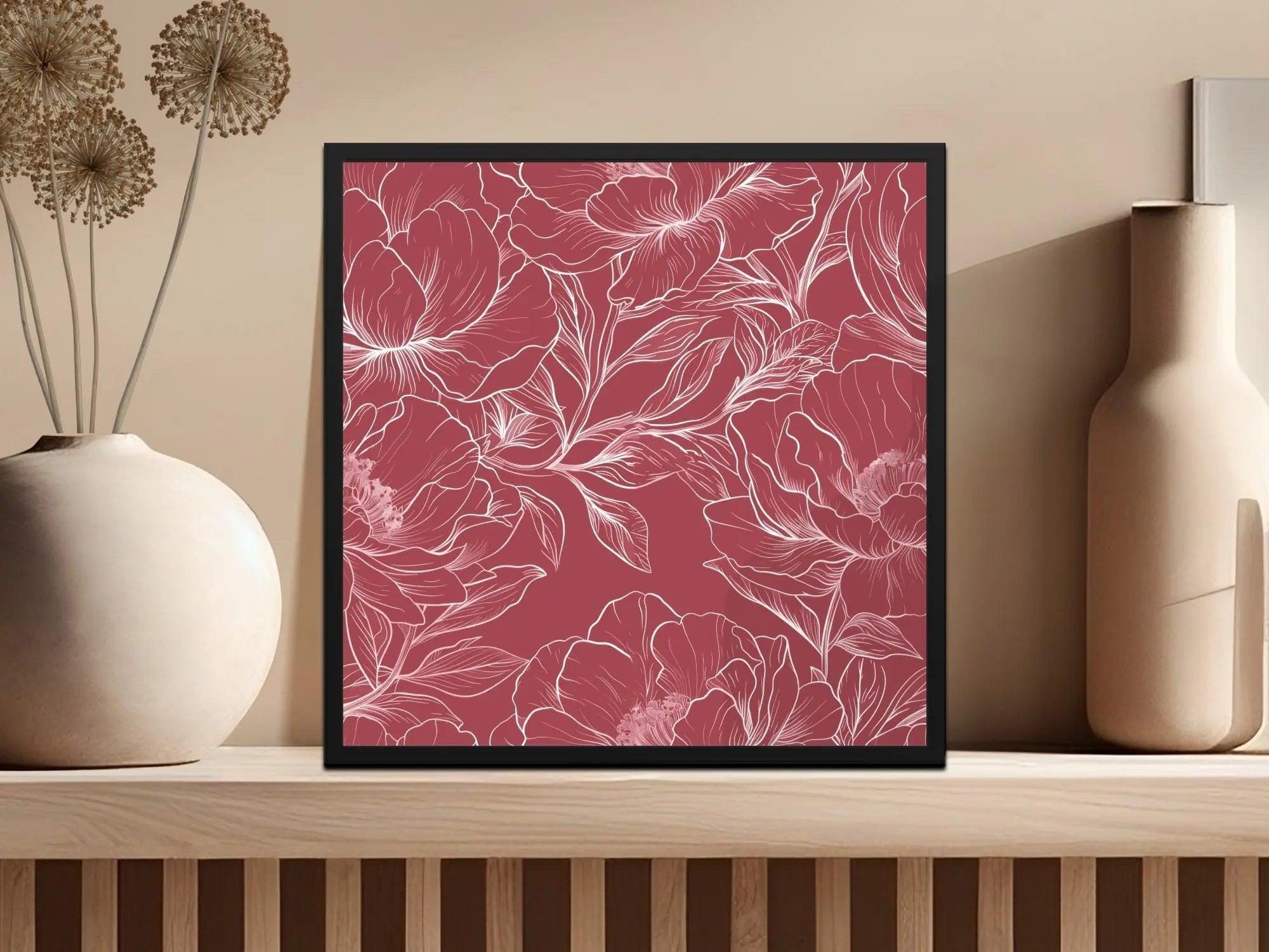 Marroon Seamless Peony Digital Paper, Floral Pattern for Fabric, Rose Pink Background, Printable Digital Download, Commercial Use - Moore and Mountain