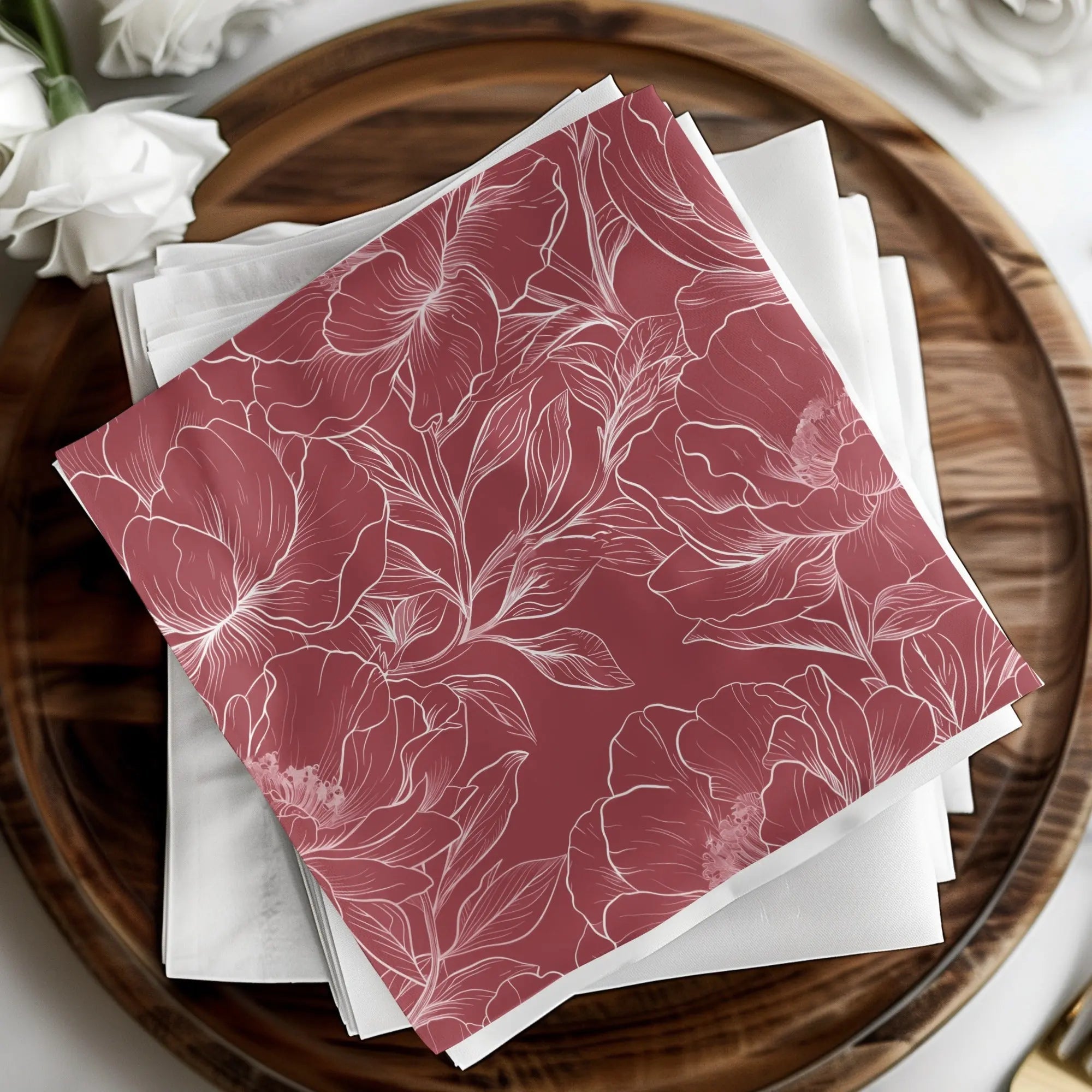 Marroon Seamless Peony Digital Paper, Floral Pattern for Fabric, Rose Pink Background, Printable Digital Download, Commercial Use - Moore and Mountain