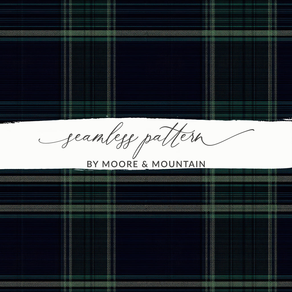 Masculine Plaid Pattern Black and Green Tartan Seamless Digital - Moore and Mountain
