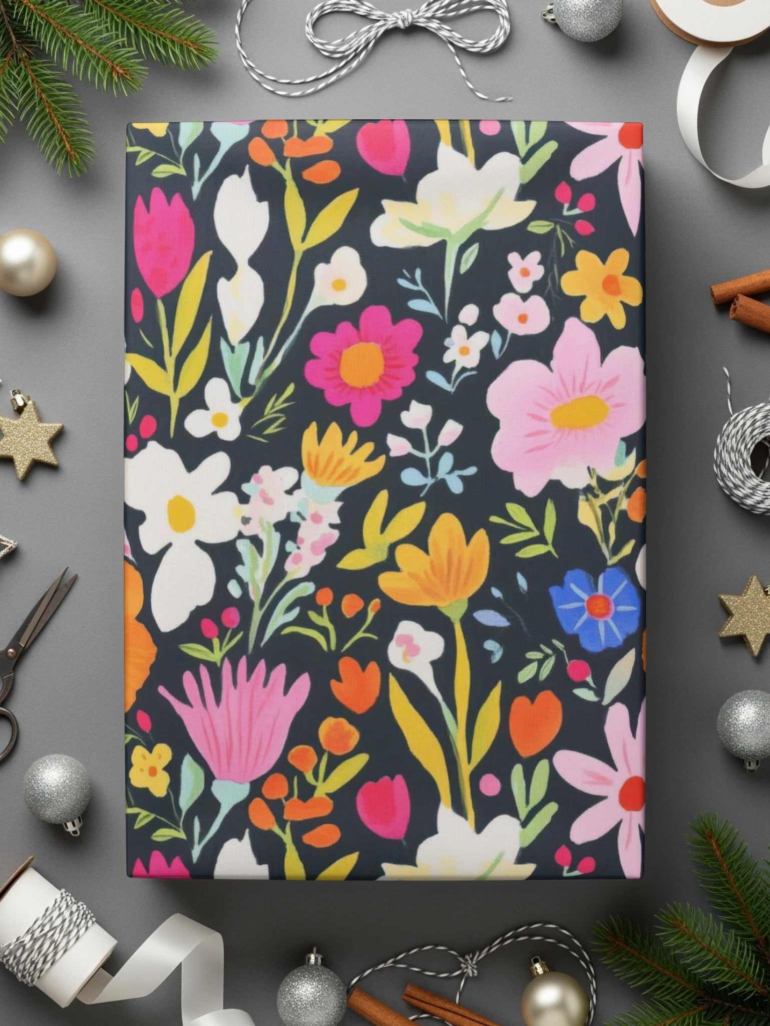 Bright Colorful Floral Patterned Wrap Paper
