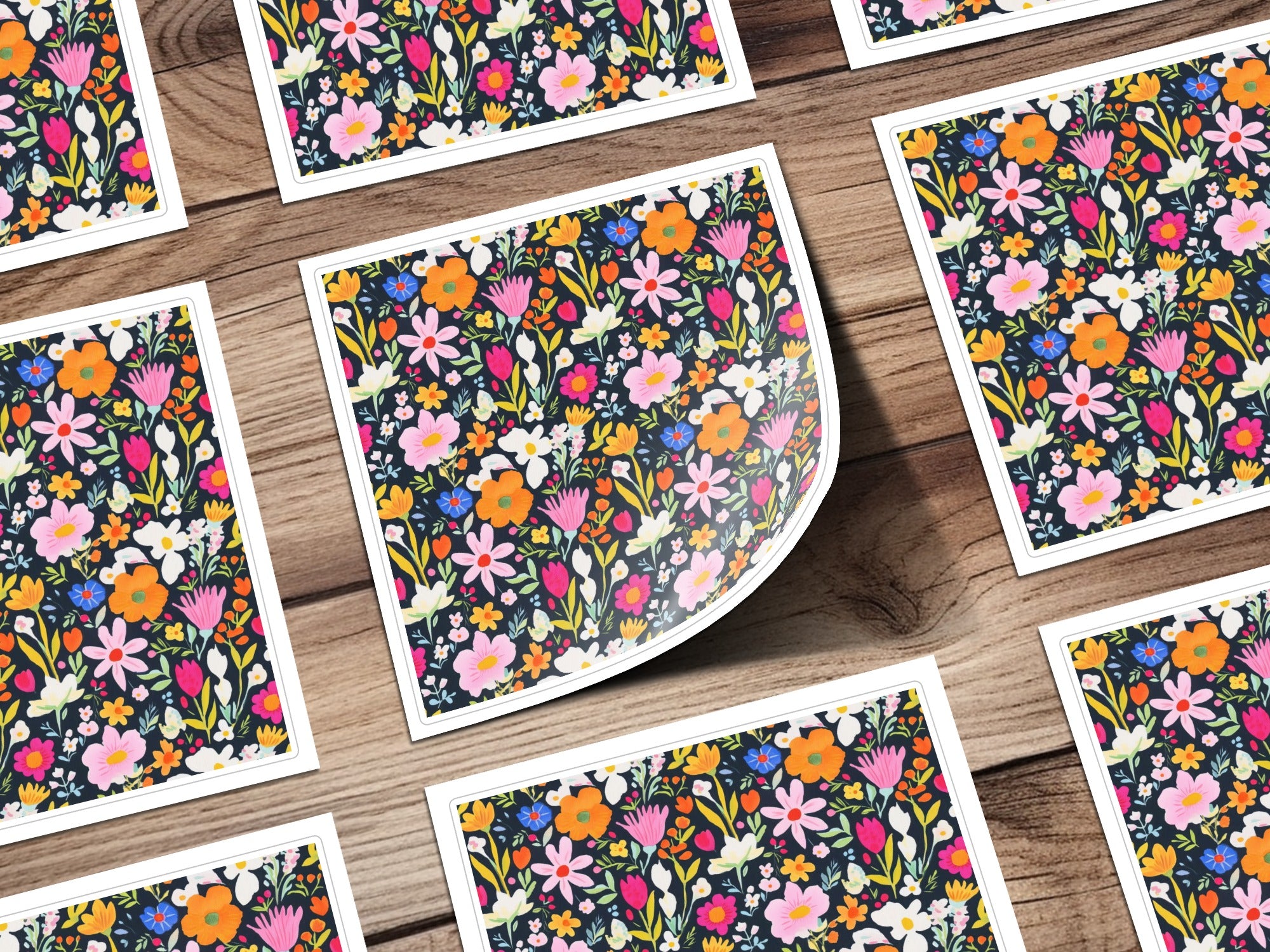 Vibrant Floral Pattern Sticker Sheets Colorful Decal Set