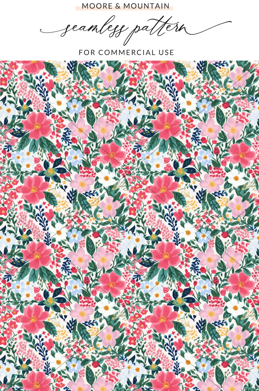 Vibrant Floral Seamless Pattern for Commercial Use
