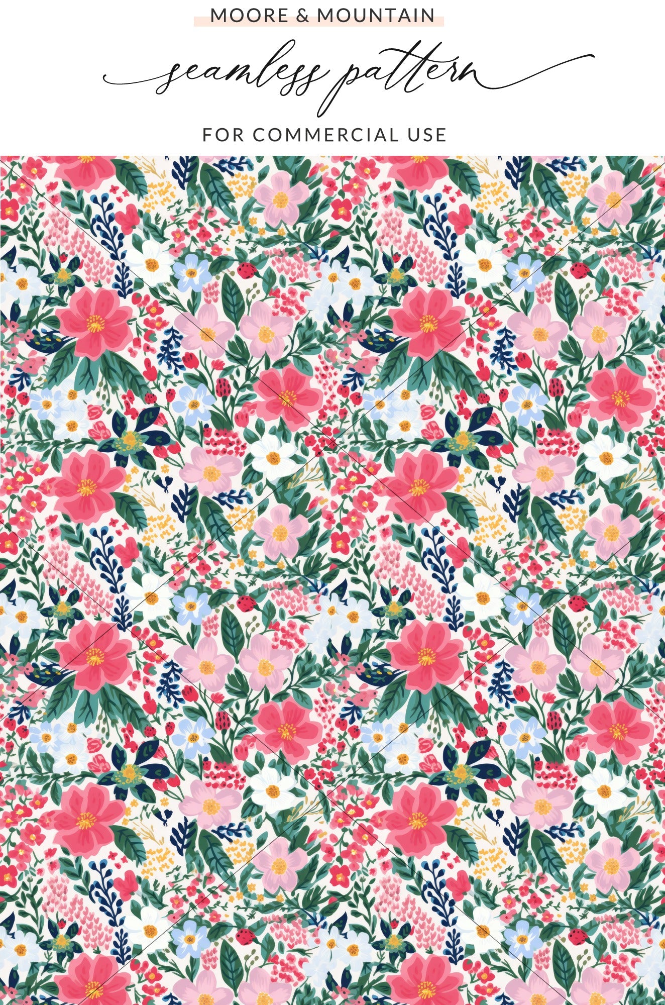 Vibrant Floral Seamless Pattern for Commercial Use