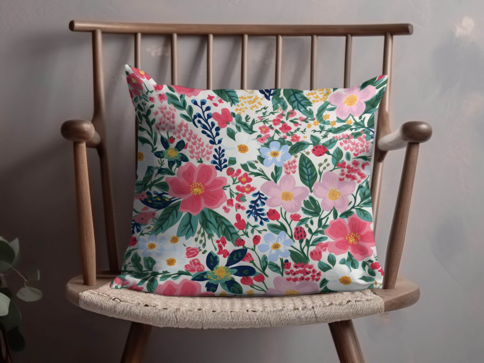 Colorful Floral Pattern Decorative Pillow Case