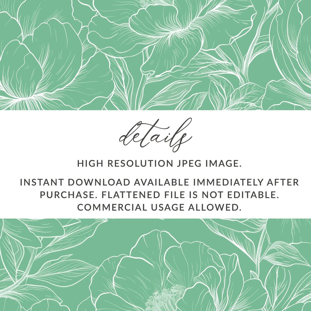Mint Floral Digital Paper, Green Flowers Seamless Pattern, Botanical Fabric Design, Commercial Use, Print on Demand, Digital Downloads - Moore and Mountain