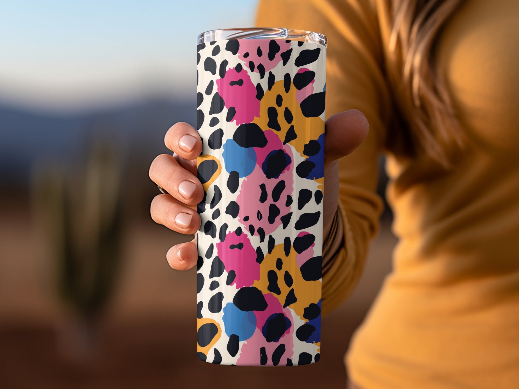 Colorful Leopard Print Insulated Tumbler Travel Mug