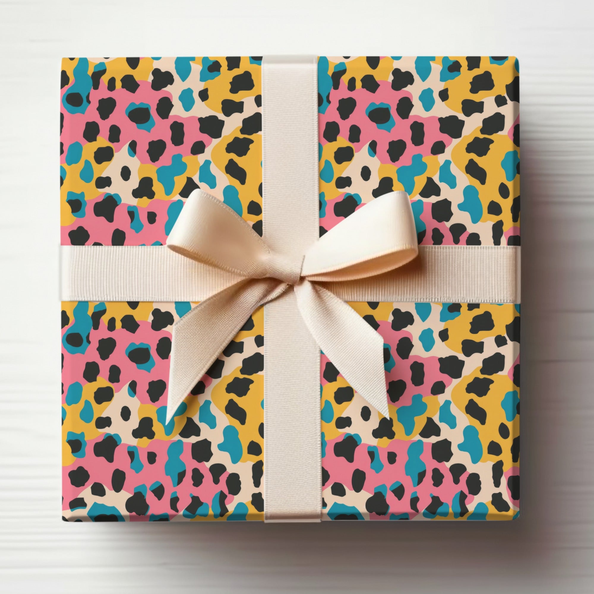 Colorful Leopard Print Gift Box with Bow