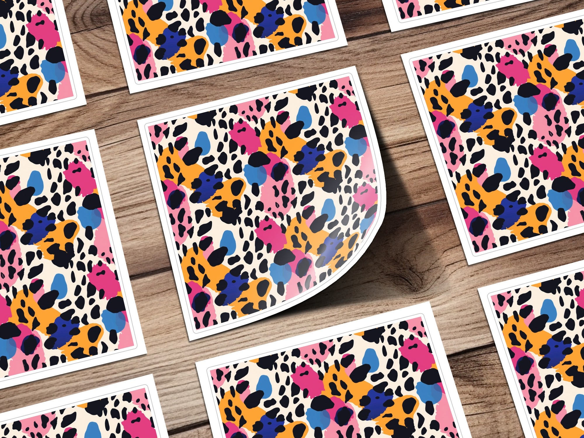 Colorful Leopard Print Design Sticker Sheet Set