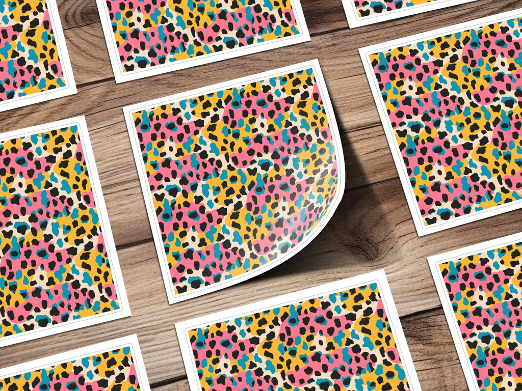 Vibrant Multicolor Leopard Print Decorative Sticker Pack