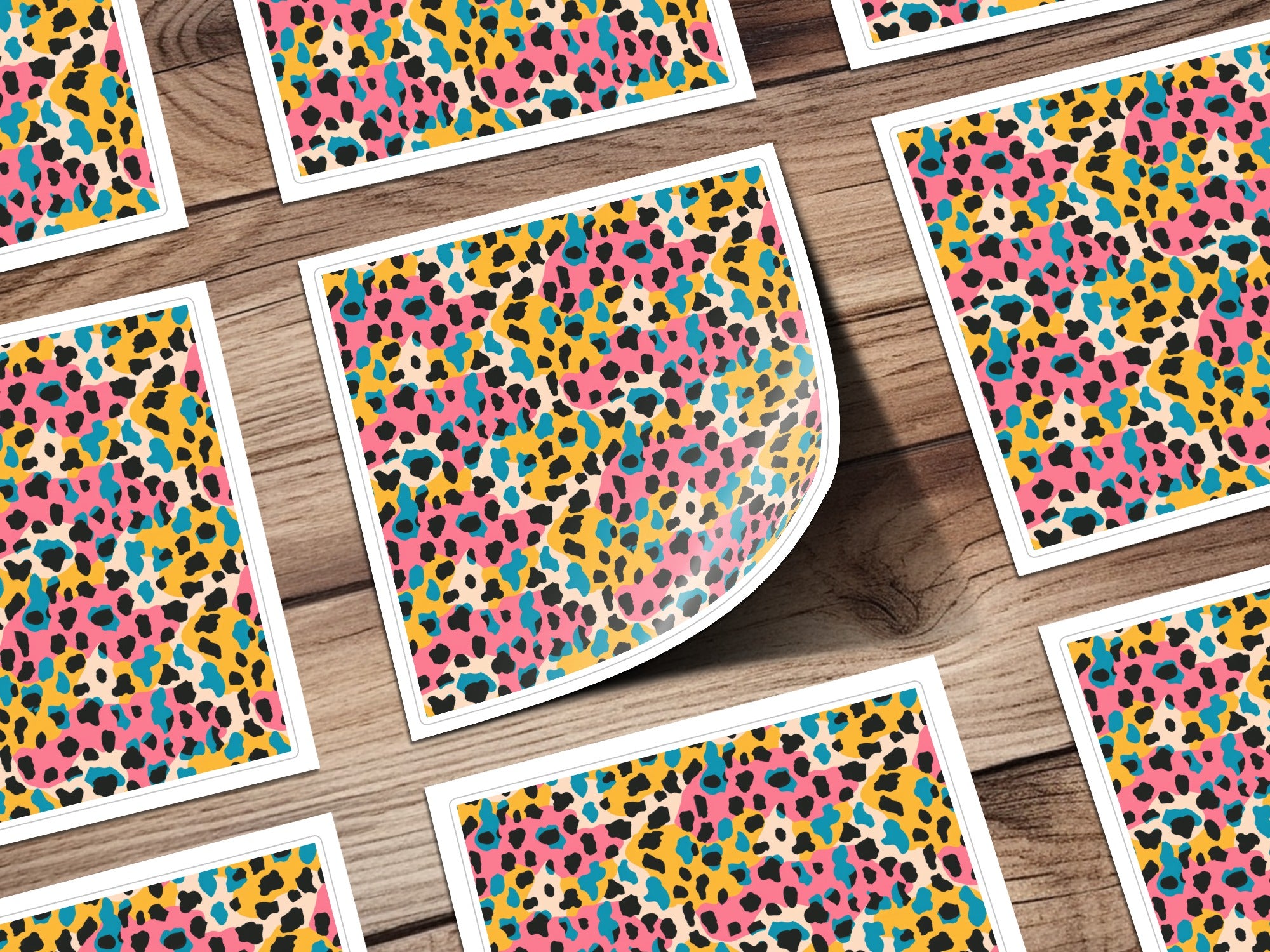 Vibrant Multicolor Leopard Print Decorative Sticker Pack